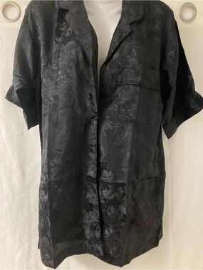Vintage Contessa Di Roma Black Floral Jacquard Kimono Robe Vintage One Size